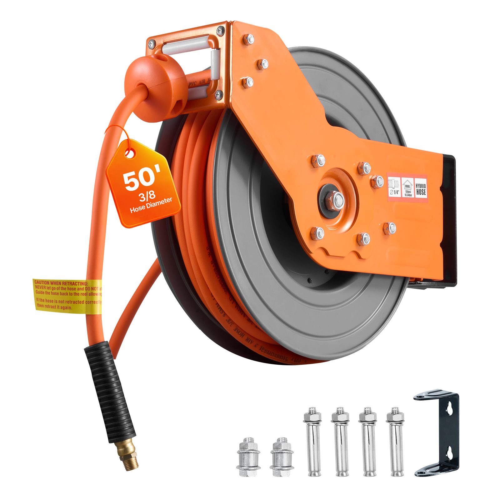 Air Compressor Air Hose 3/8 Hybrid 50Ft - 자동 감김식 에어 호스 릴, 3/8인치