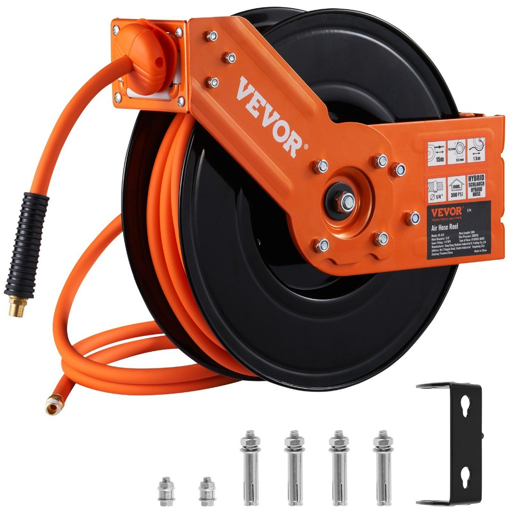 Air Compressor Air Hose 3/8 Hybrid 50Ft - VEVOR 접이식 에어 호스 릴, 3/8인치