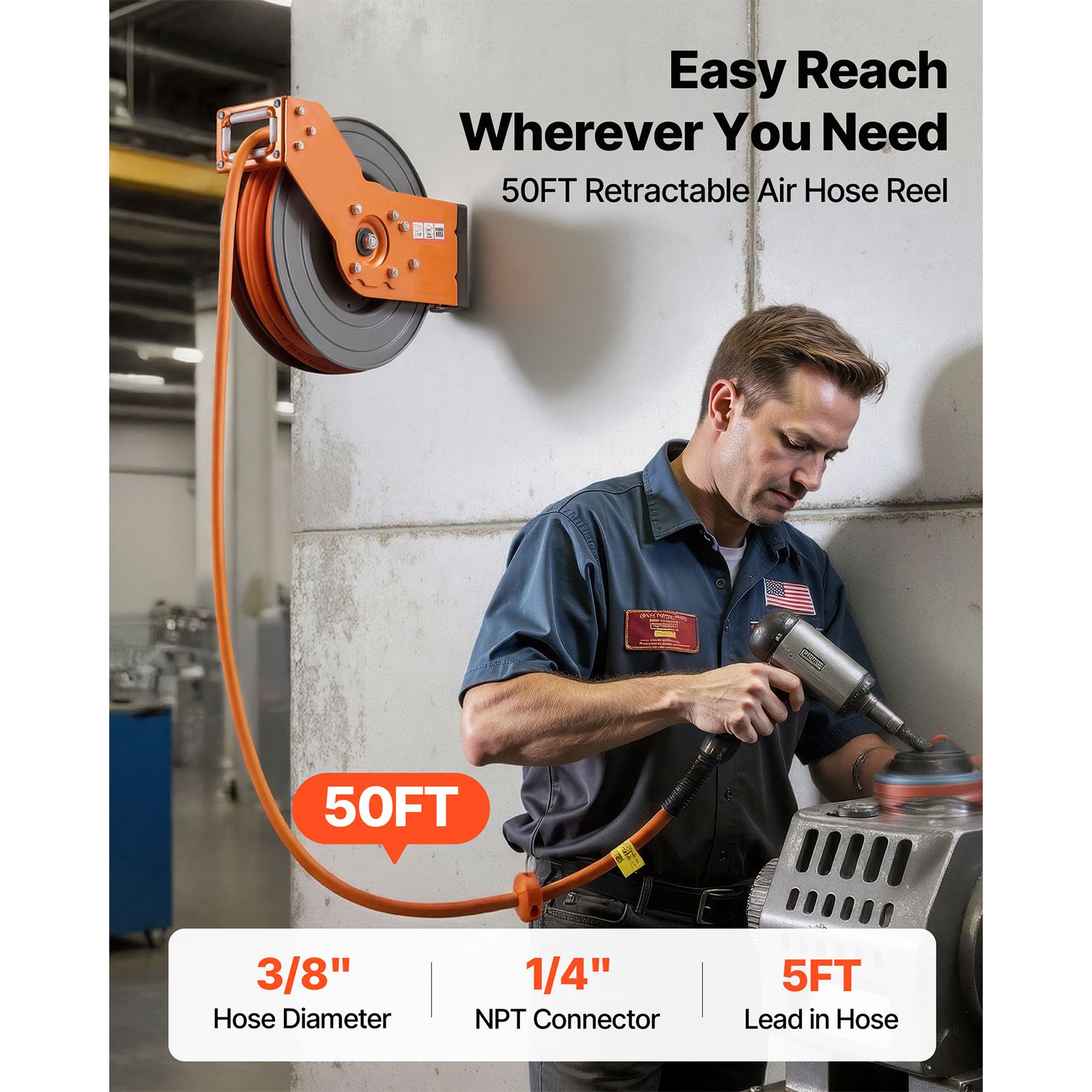 자동 감김식 에어 호스 릴, 3/8인치 X 50피트 하 - Air Compressor Air Hose 3/8 Hybrid 50Ft 리뷰 및 가격