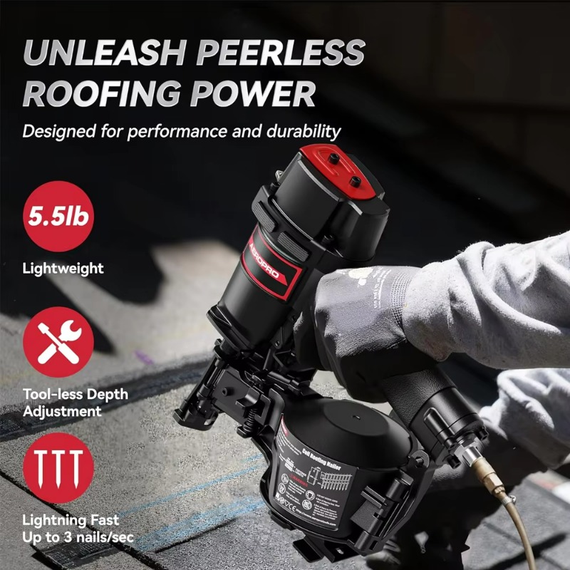CN45N 전문가용 코일 방식 지붕 못 박는 기계, 1 - Coil Roofing Nailer Pneumatic 15 Degree 리뷰 및 가격