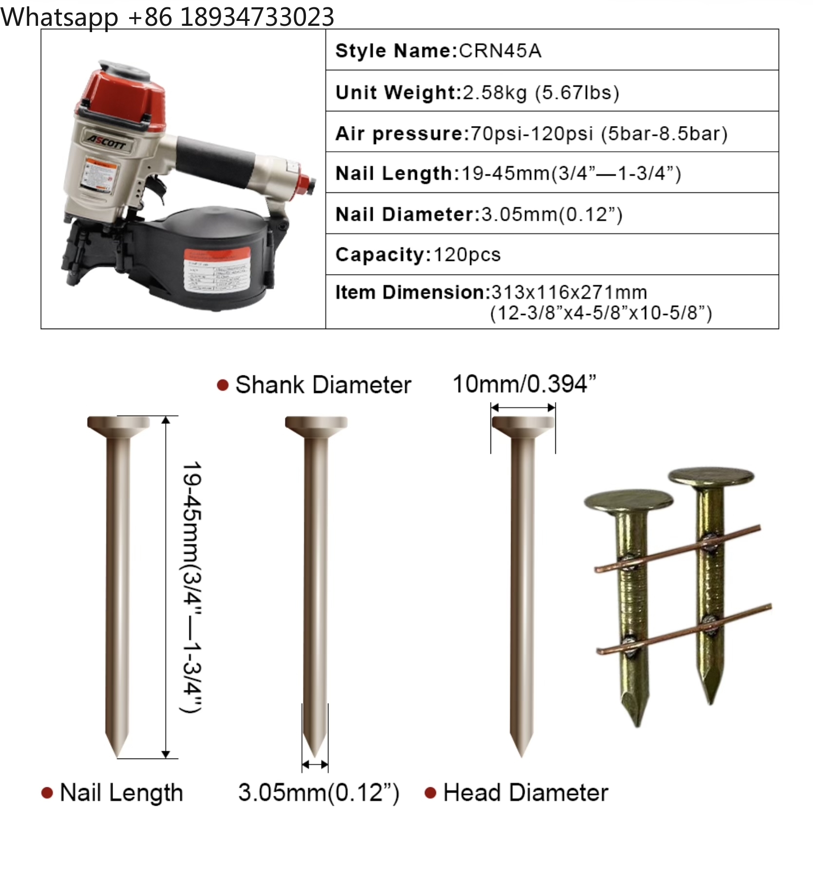 경량 및 균형 잡힌 CRN45 알루미늄 공압식 지붕 코 - Coil Roofing Nailer Pneumatic 15 Degree 리뷰 및 가격