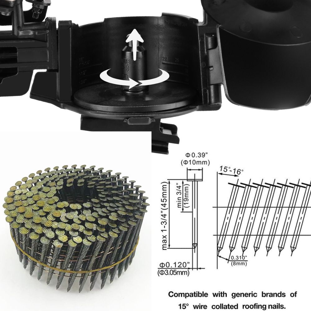 CRN45B2 루핑 네일러, 15도 루핑 네일 건, 3 - Coil Roofing Nailer Pneumatic 15 Degree 리뷰 및 가격